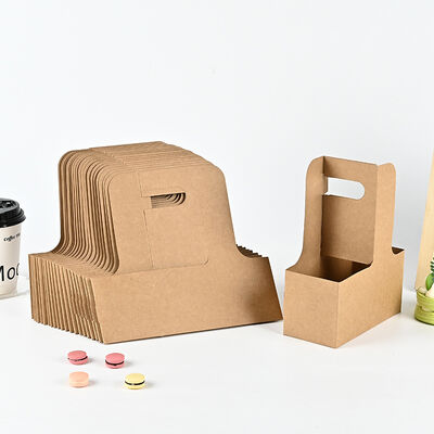 Eco-Friendly Kraft Paper  Beverage Carrier with Handle – Disposable Takeaway Holder for Coffee, Tea & Drinks Delivery