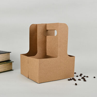 Eco-Friendly Kraft Paper  Beverage Carrier with Handle – Disposable Takeaway Holder for Coffee, Tea & Drinks Delivery