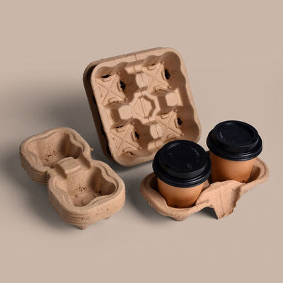 Eco-Friendly Kraft Cardboard Coffee Cup Carriers Disposable Takeaway Holders for Beverage Delivery