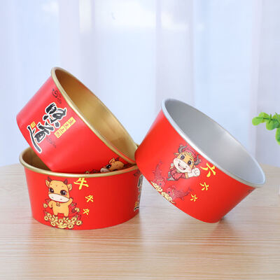 Custom High Quality Gold Foil Silver Foil Paper Salad Bowl Paper Disposable Soup Cups Takeout Food Lunch Box Noodles Paper Containers