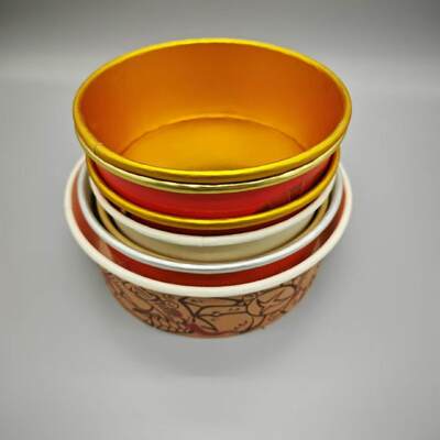 Custom High Quality Gold Foil Silver Foil Paper Salad Bowl Paper Disposable Soup Cups Takeout Food Lunch Box Noodles Paper Containers