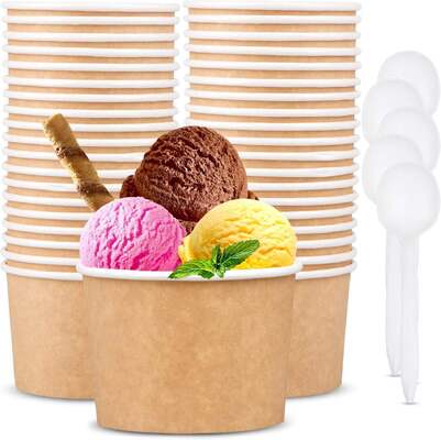 Custom Wholesale Ice cream Cups Bowls Packages Ice Cream Packaging Containers Paper Cup