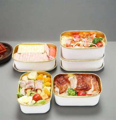 Custom High Quality Gold Foil Silver Foil Paper Salad Box Paper Disposable