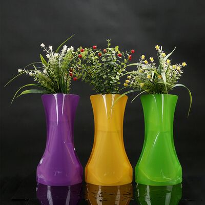 Customizable foldable plastic vase bag for flowers