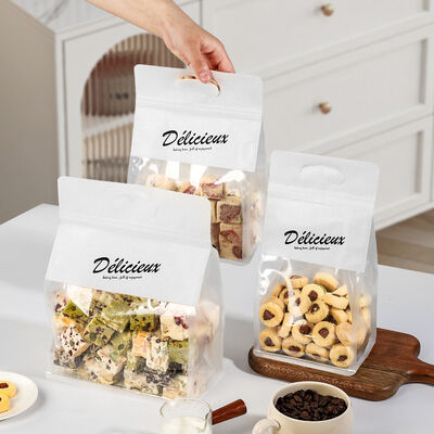 Custom  Ziplock Plastic Bread Bag Handle For Food Packaging