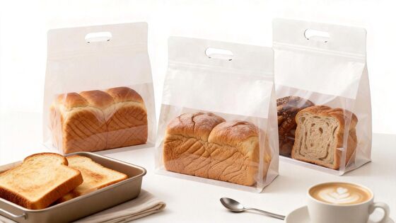 Custom  Ziplock Plastic Bread Bag Handle For Food Packaging