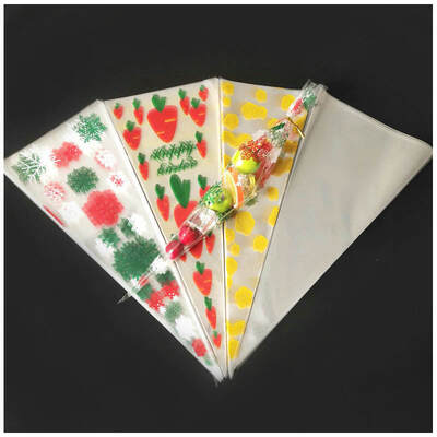 Customizable Clear Cellophane Plastic Popcorn Bag Cone Cellophane Bag For Food Packaging