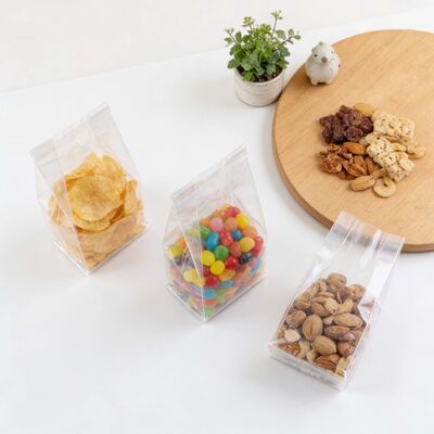Customizable Clear transparent square bottom Bag For Food Packaging