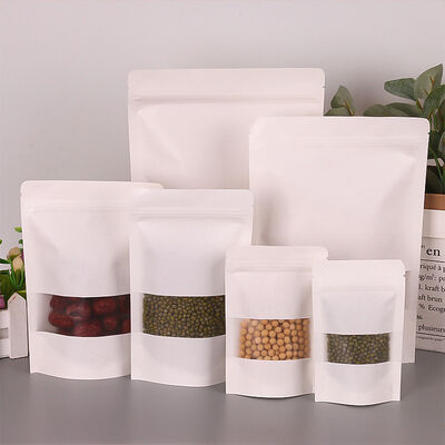 Customizable White Matte Stand-up Pouches With Window For Food Packaging