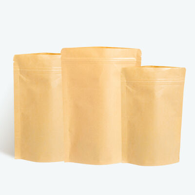 Customizable Kraft Paper Stand-up Pouches  With Lock For Food Packaging