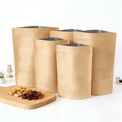 Customizable   Kraft Paper Aluminum Foil FilmStand-up Pouches For Food Packaging