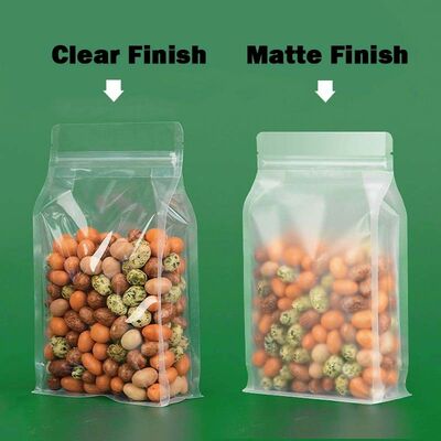 Customizable Frosted Stand-Up Pouch square bottom Bag For Food Packaging