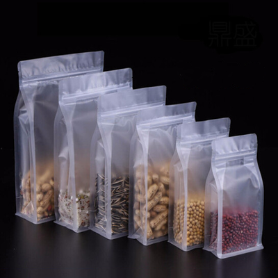 Customizable Frosted Stand-Up Pouch square bottom Bag For Food Packaging