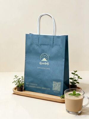 Customized Kraft Paper Twisted  Handle Bag Printing Take Away Bag
