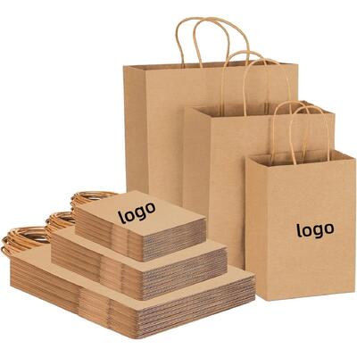 Customizable Eco-Friendly Recyclable Biodegradable Thick Brown Twisted Handle Kraft Paper Bags Logo for Promotion Gift Shopping