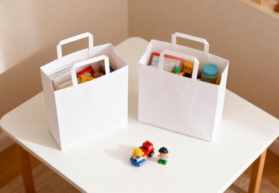 Custom Logo Color Wholesale Disposable Flat Handle Kraft Carrier Paper Bag Premium Bags With Flat Handle For Shopping Craft&Gift