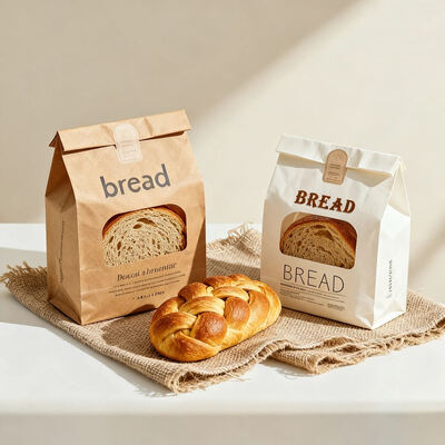 Custom Clear Window SOS Kraft Paper Bag Tear Resistant for Bakery Bread Food
