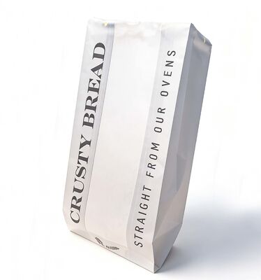 Bulk Flat Bottom White Paper Bread Bag Packaging For Loaf Bread Customized Bakery Bag Food Bag