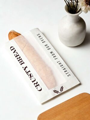Bulk Flat Bottom White Paper Bread Bag Packaging For Loaf Bread Customized Bakery Bag Food Bag