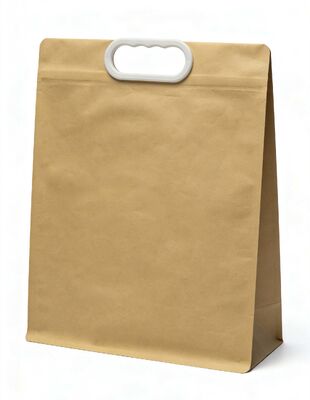 Custom  Kraft Paper Self-Adhesive Bags with Aluminum Foil Liner+Handle-Reusable Stand-Up Pouches Waterproof Tear-Resistant for Packaging