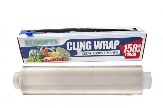100% Safe PE Cling Film With Cutter Box for Food Wrap Fruits and Vegetables Packaging Made in CHina
