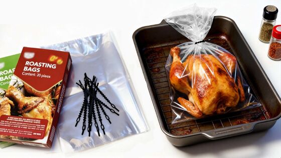 Custom Food Grade Clear PET Plastic Heat Resistant Microwave Daging Seafood Ayam Kalkun Panggang Masak Oven