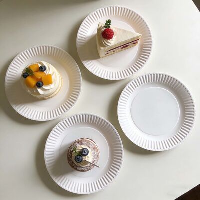 Biologisch afbreekbare wegwerppapieren borden milieuvriendelijk zwaar uitgevoerd rond ontwerp geschikt voor catering evenementen feesten picknicks en buiten