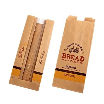 Bulk Flat Bottom White Paper Bread Bag Packaging For Loaf Bread