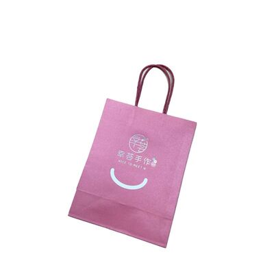 Customized Disposable Kraft Paper Handle Bag Printing  Take Away Bag Shopping Bags